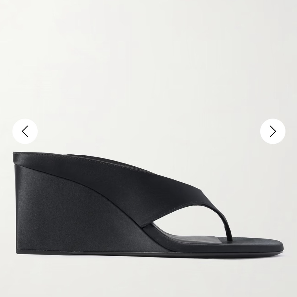 Alaia Black Satin Cube Wedge Sandals - size 41